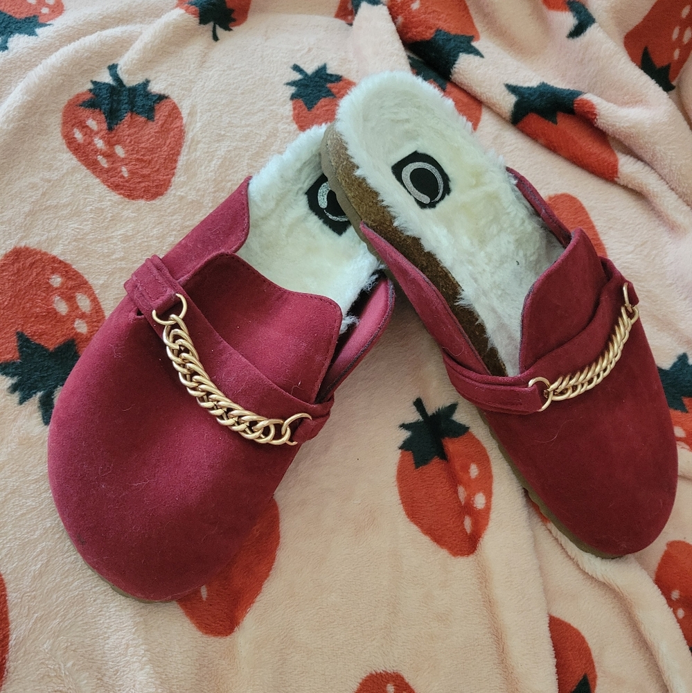 Adorable Fur Lined Red Clogs - image 2